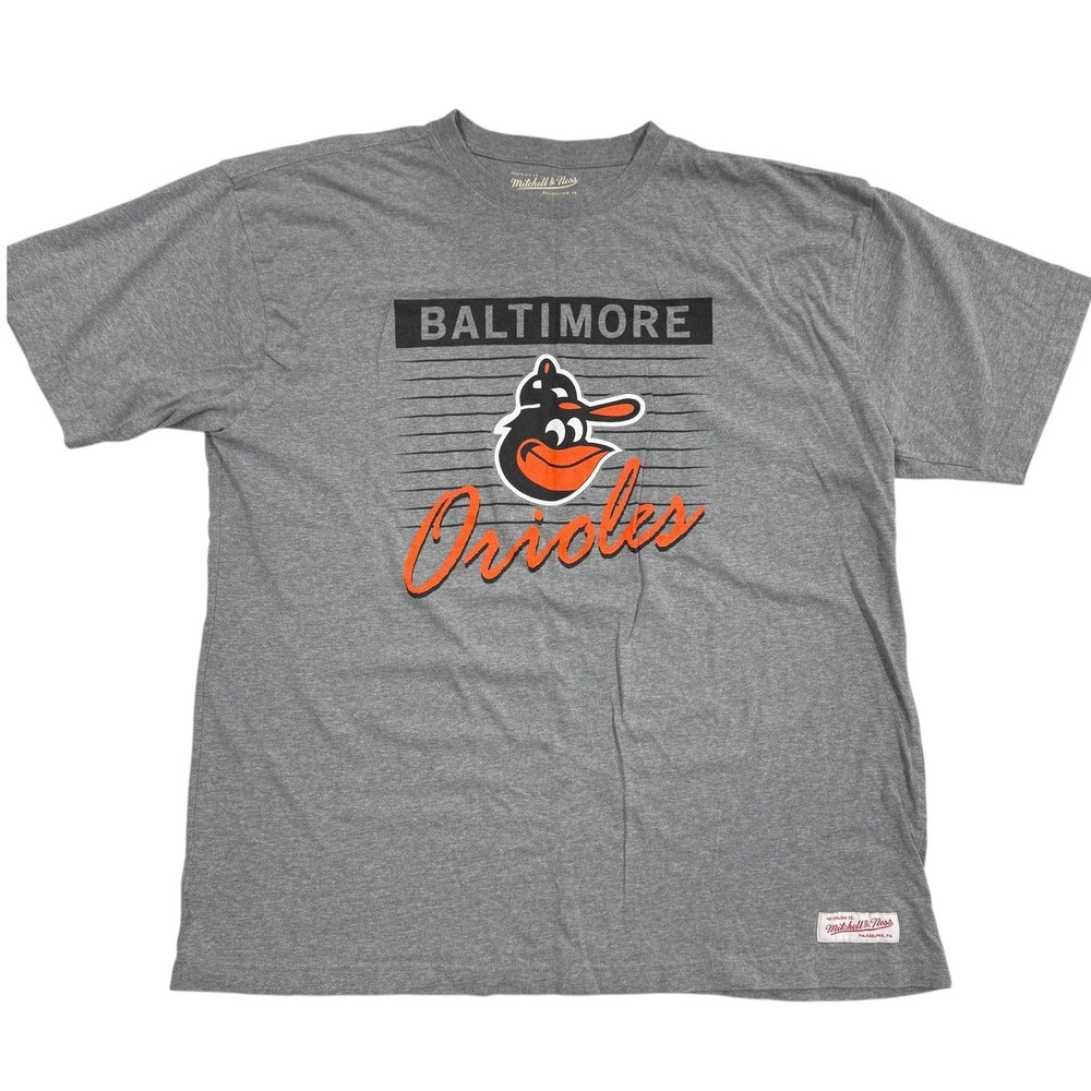 Mitchell & Ness Baltimore Orioles Mens 3XL Gray Graphic T-Shirt Traditional Fit